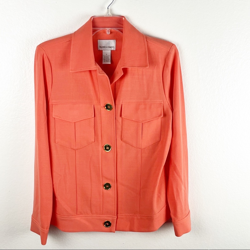 DRAPERS AND DAMONS Orange Button Double Chest Pockets Jacket, Size Medium